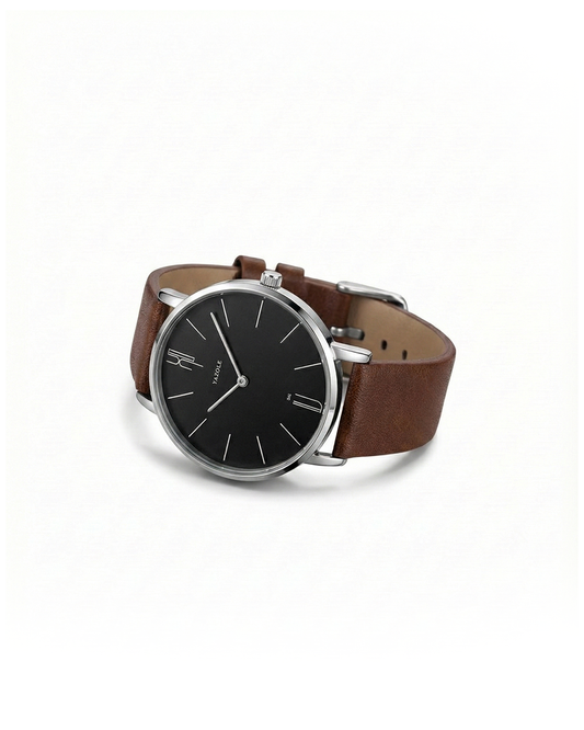 Men's slim cowhide leather dress watch, an elegant and classic timepiece.