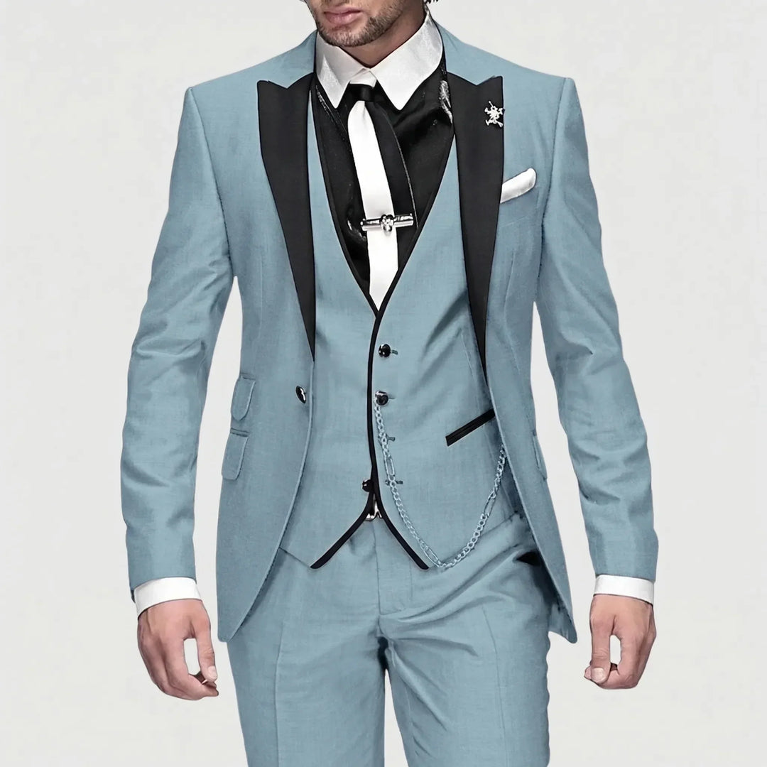 Classic men's formal 3-piece slim-fit suit, a refined choice for business, weddings, and parties.