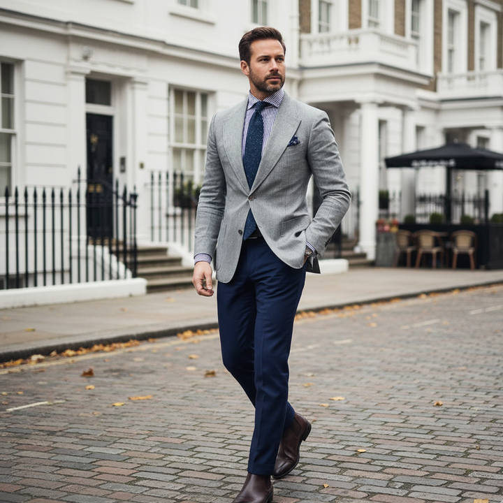 Stylish men's slim fit blazer, perfect tailored jacket for smart-casual events, business, or formal wear.