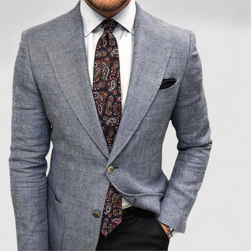 Fashionable men's slim fit blazer, a versatile tailored jacket for a sleek, comfortable modern look.