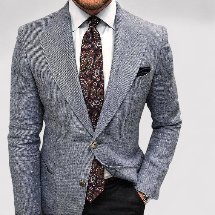Fashionable men's slim fit blazer, a versatile tailored jacket for a sleek, comfortable modern look.