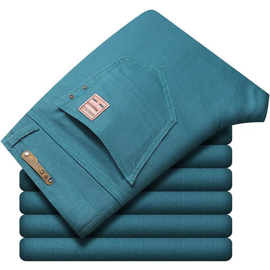 Men's slim fit blue denim jeans, comfortable & versatile, perfect for casual men's fashion and everyday wear.
