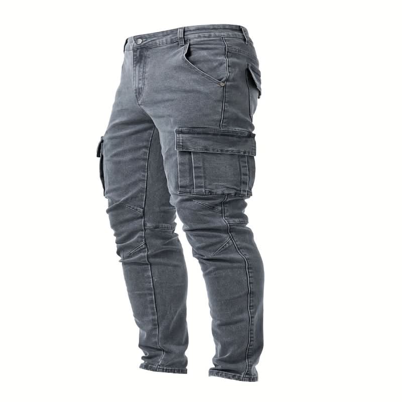 Men's versatile slim fit cargo jeans, utility trousers with ample pockets for everyday casual style.