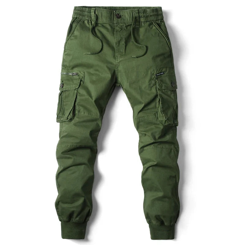 Fashionable men's slim fit cargo pants in gray. Modern utility pants for stylish casual wear, comfort, and versatile outfits.