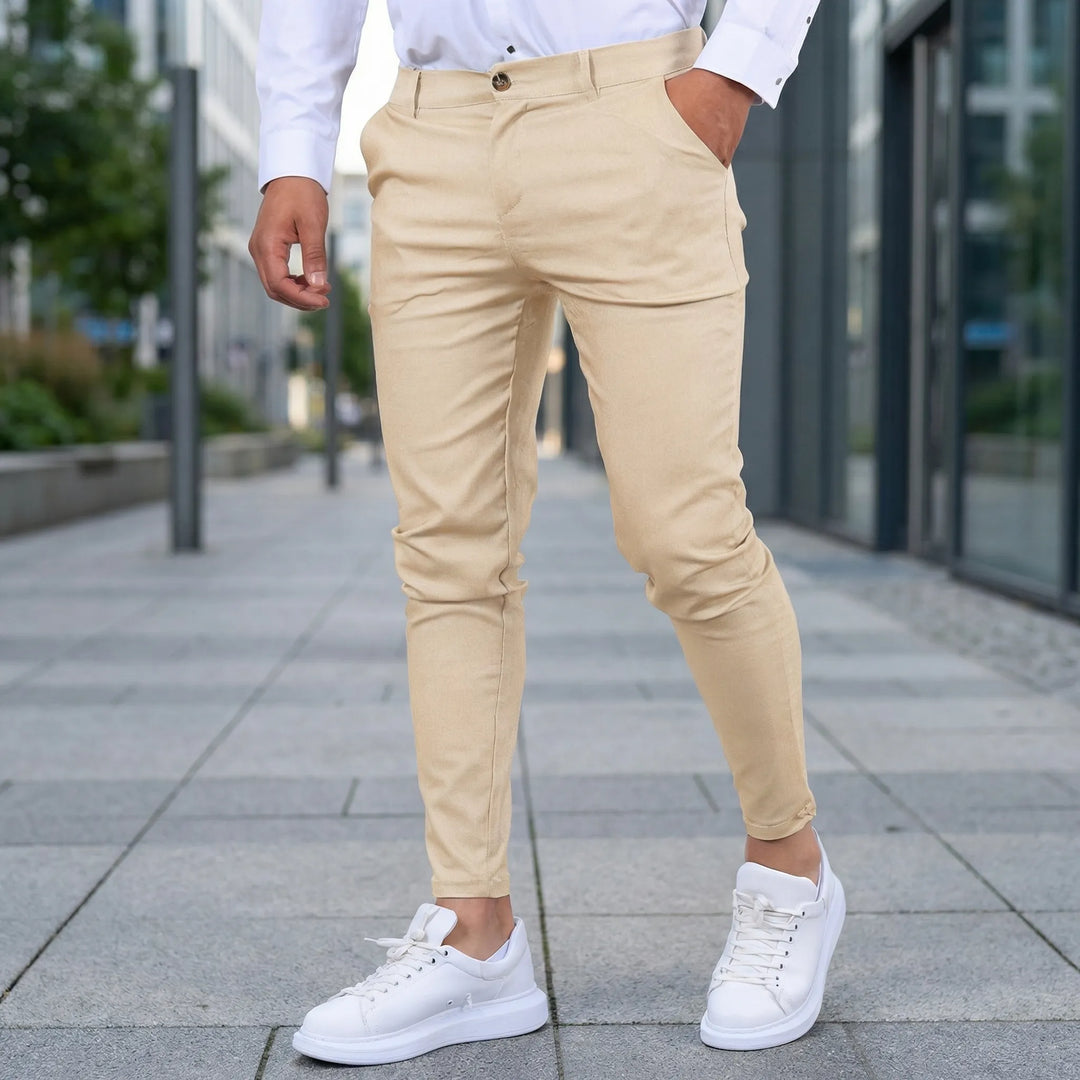 Men's slim fit chino pants, versatile for everyday & smart casual wear.