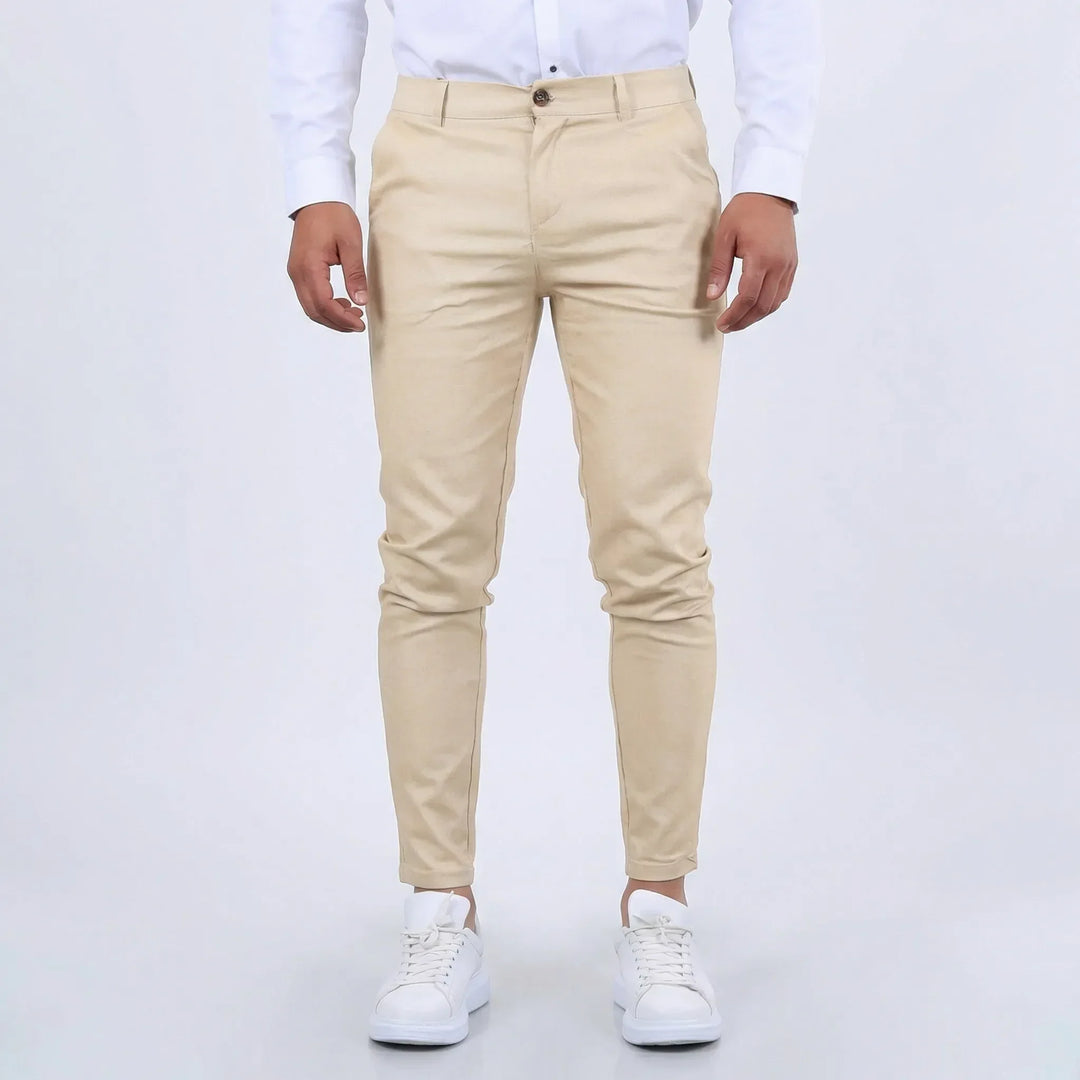 Marco men's slim fit tapered chino pants, perfect for versatile everyday & office wear.