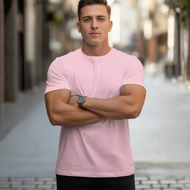 Modern men's short sleeve t-shirt, slim fit crew neck, a must-have for summer style.