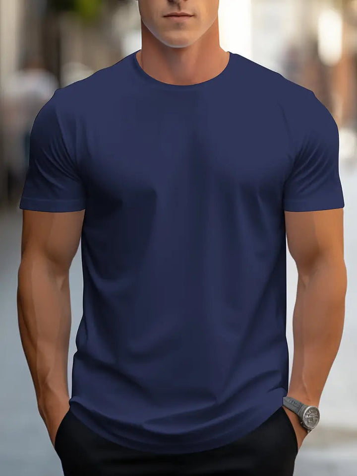 Versatile men's slim fit crew neck tee, ideal for casual wear, layering, and essential everyday fashion.