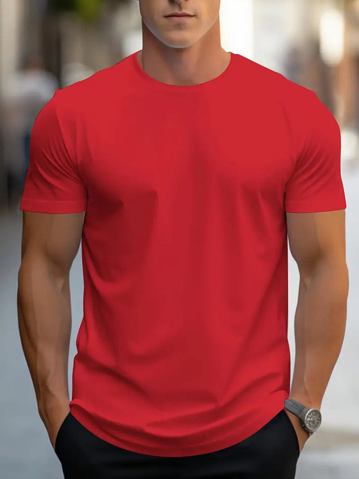 Men's slim fit crew neck layering tee, a versatile short sleeve top for everyday casual style.