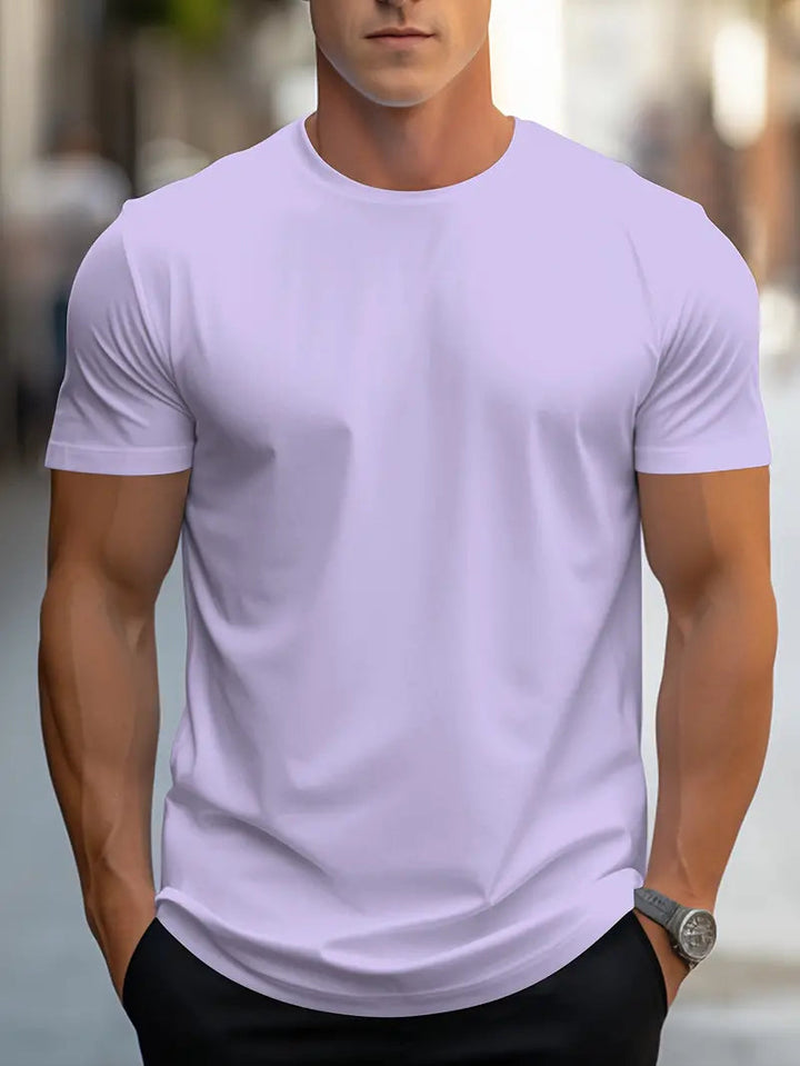 Modern fit men's slim crew neck t-shirt, perfect for a sleek everyday casual look & essential comfort.