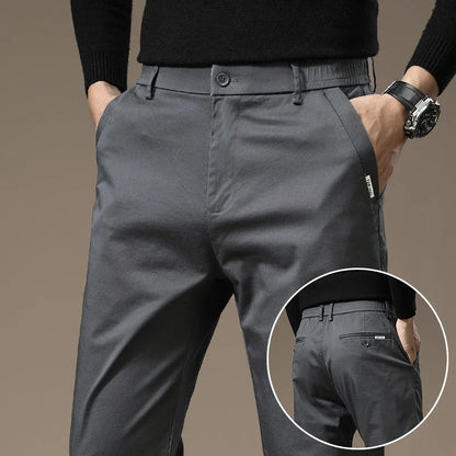 Comfortable men's wrinkle-free dress pants, slim fit design for versatile everyday casual fashion.