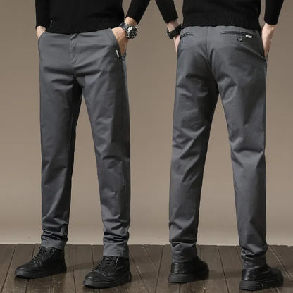 Modern men's bottoms: slim fit casual dress pants with wrinkle-free fabric for ultimate comfort.
