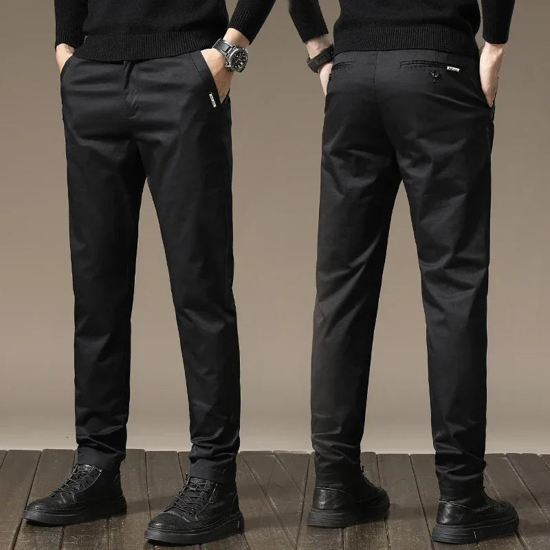 Men's fashion slim fit casual pants, wrinkle-free design for a comfortable, polished, contemporary look.