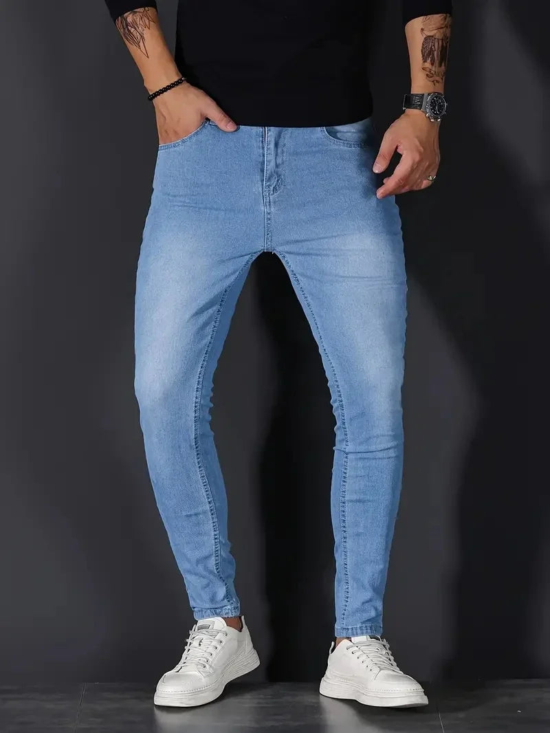 Men's slim fit jeans, modern style for active wear, combining comfort & flexible design. Great everyday pants.