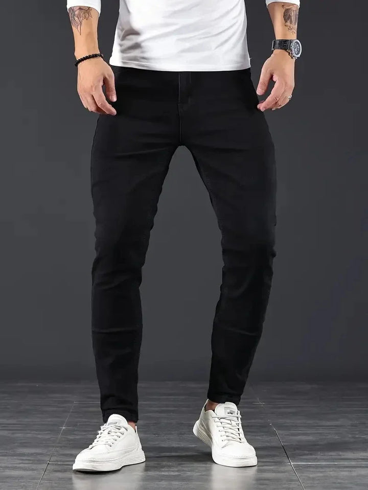 Ultimate comfort men's slim fit jeans, perfect for all-day wear, stylish tapered fit casual pants.
