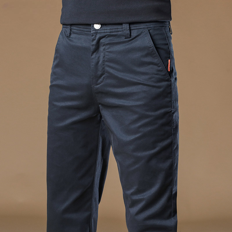 Men's slim fit office pants in navy, perfect for professional style and business casual wear.