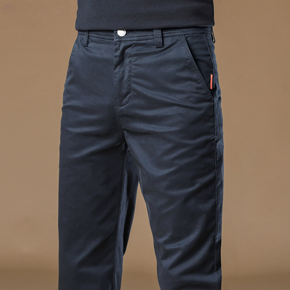 Men's slim fit office pants in navy, perfect for professional style and business casual wear.
