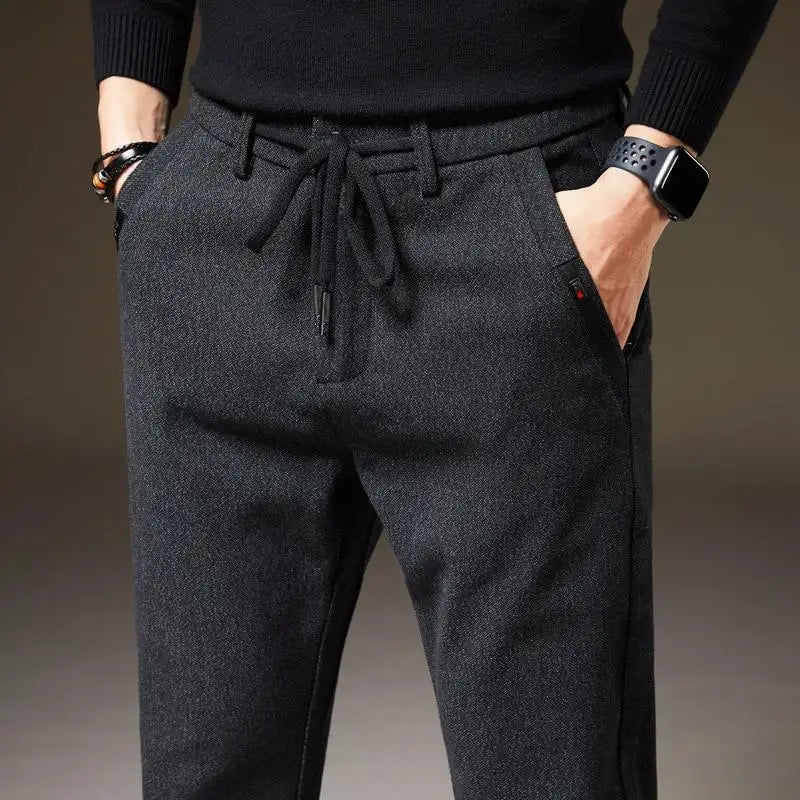 Comfortable men's drawstring pants, slim fit & wrinkle-resistant for easy everyday style.