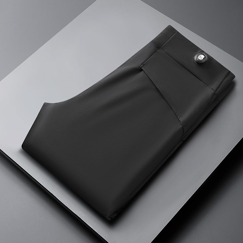 Black slim fit performance pants for men, offering a sleek look & comfortable feel for all-day wear.
