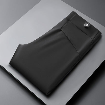 Black slim fit performance pants for men, offering a sleek look & comfortable feel for all-day wear.