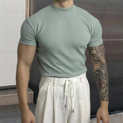 Black men's performance tee with moisture-wicking and odor-resistant fabric for all-day comfort.