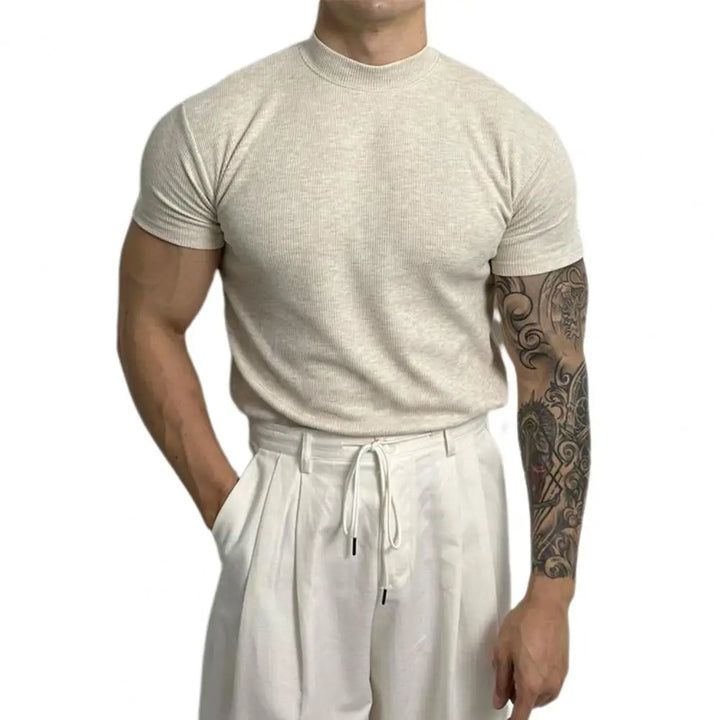Apricot slim fit men's t-shirt, ideal for casual wear, athletic performance, and everyday style.