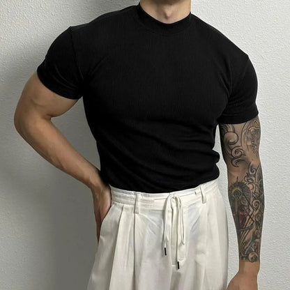 Mint green men's slim fit performance t-shirt, offering athletic style, comfort, and moisture control.