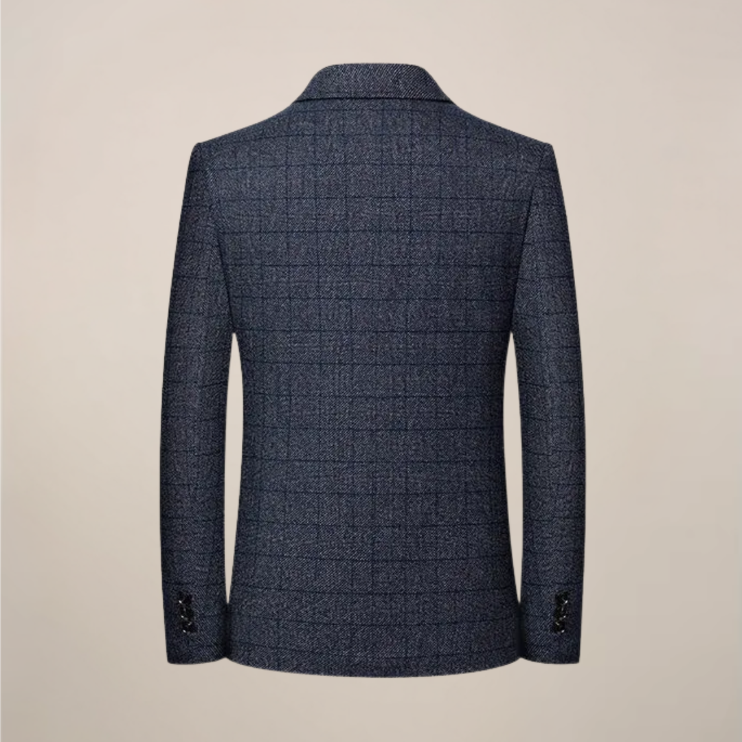Stylish men's slim fit plaid blazer in a vintage check pattern. Perfect for business casual, smart events, or everyday wear.