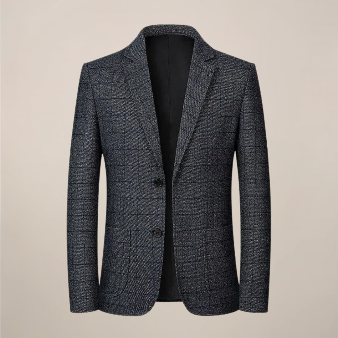 Classic men's slim fit plaid blazer featuring a timeless vintage check. Ideal for formal, business, or smart casual outfits.