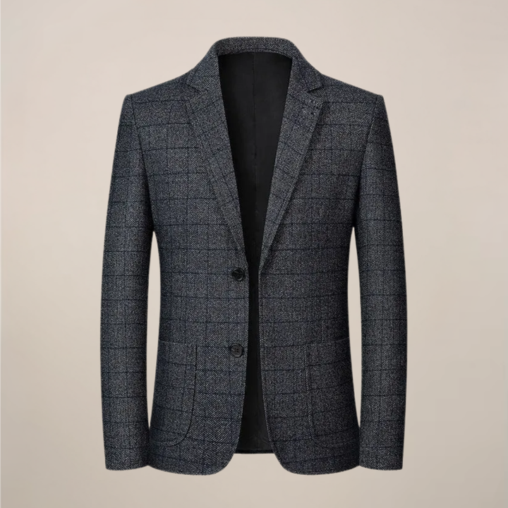 Classic men's slim fit plaid blazer featuring a timeless vintage check. Ideal for formal, business, or smart casual outfits.