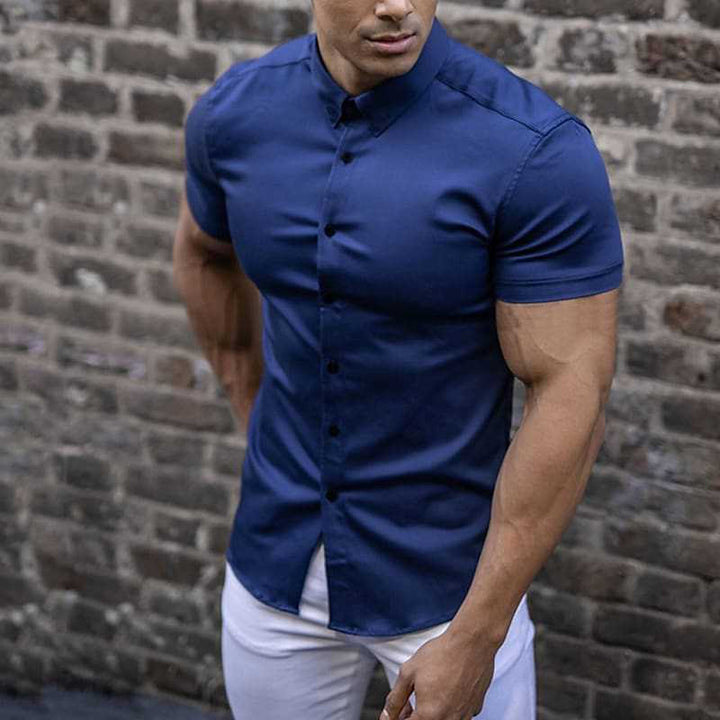 Stylish men's slim fit short sleeve shirt, a modern and versatile casual top.