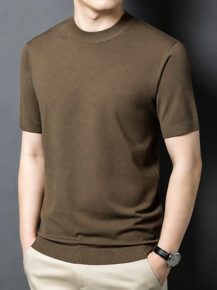 Mens short sleeve mock neck t-shirt, slim fit & casual. A comfortable, versatile summer top.