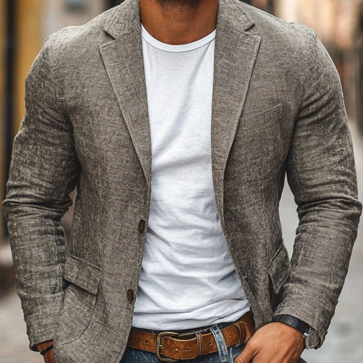 Comfortable men's casual blazer, slim fit, single-breasted. A modern lightweight jacket for smart style any day.