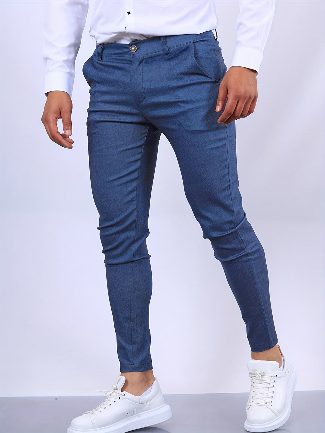 Men's slim fit stretch chino trousers, perfect for modern style & all-day comfort.