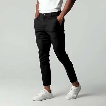 Men's slim fit stretch chinos for a comfortable, stylish look.