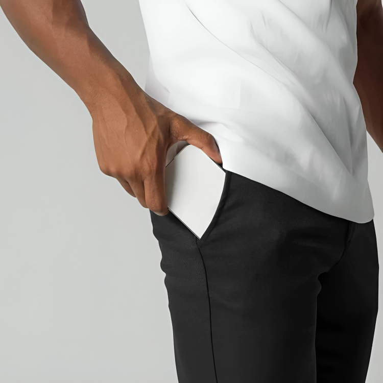 Comfortable men's slim fit stretch chinos, ideal for all-day wear & easy movement.