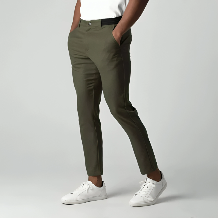 Casual men's slim fit stretch chinos, great for everyday style or smart-casual office looks.