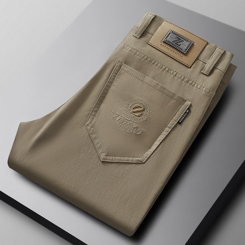 Men's slim fit stretch cotton trousers, ideal for smart casual or comfortable everyday wear. Versatile & stylish.