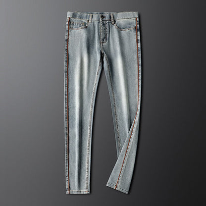 Versatile men's gray stretch slim fit jeans, offering comfort & a modern denim look.
