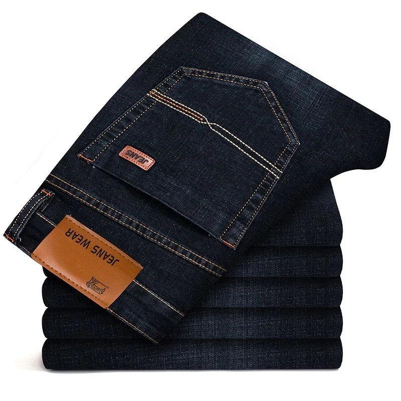 Durable men's slim fit stretch jeans, great for active casual wear & modern comfort.