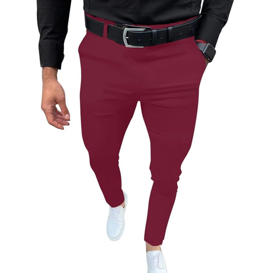 Men's slim fit stretch trousers, offering modern comfort and a stylish look for any occasion.