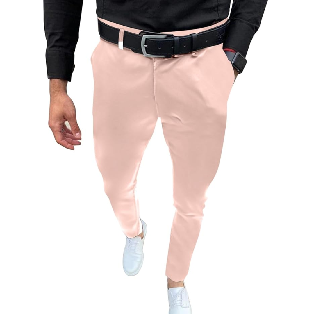 Versatile slim fit men's trousers, ideal for formal business or relaxed casual fashion.