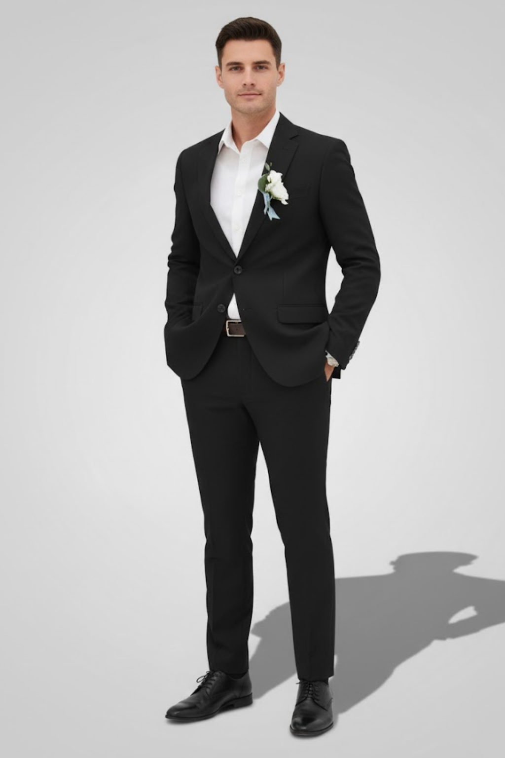 Stylish men's slim fit wedding suit, a two-piece set ideal for formal events, modern summer fashion & event attire.