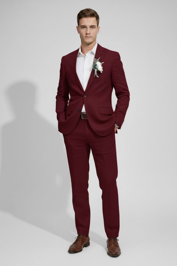 Elegant men's slim fit suit set, a tailored two-piece for weddings, formal events & modern men's fashion.