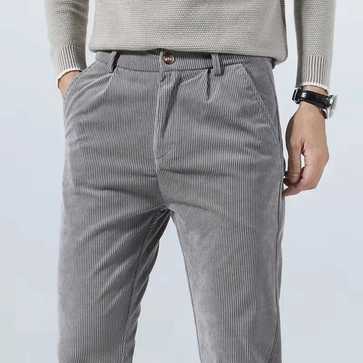 Men's slim fit tailored pants for modern style and versatile wear.