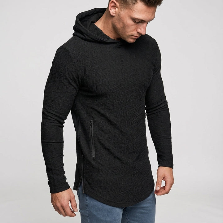 Men's workout clothes: Ernest slim fit training hoodie with zipper. Optimal performance sportswear.