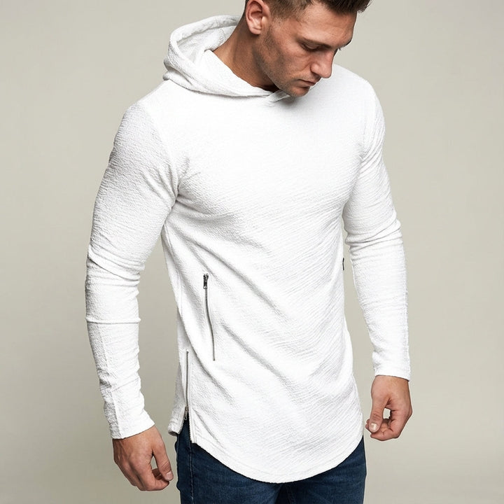 Versatile men's activewear hoodie. Slim fit with zipper, suitable for training, sports, and casual wear.