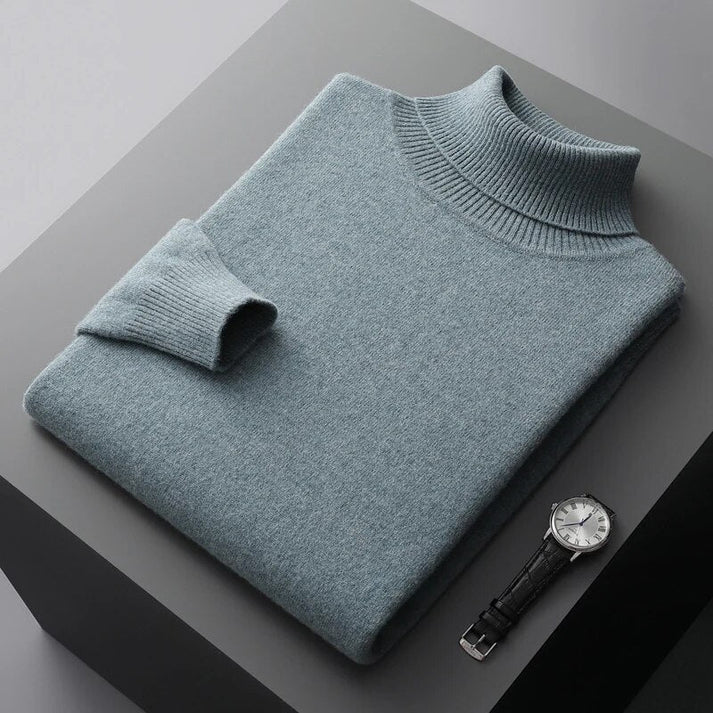 Men's slim-fit turtleneck sweater. Perfect for smart casual or business casual style and fall layering.