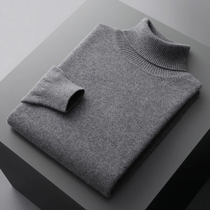 Warm men's fall/winter turtleneck sweater, featuring a comfortable slim fit & long-sleeve design.