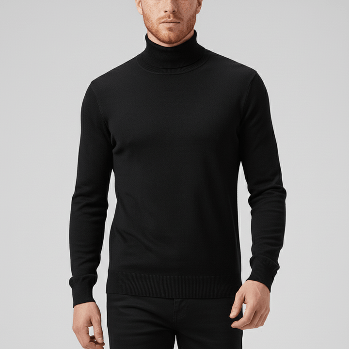 Men's Slim-Fit Turtleneck Sweater Toby, ideal for elegant office wear & warmth.